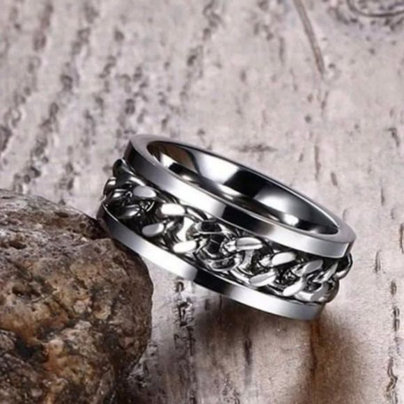 Men's Titanium Spinner Bottle Opener Chain Wedding Band Ring CLOSEOUT - Picture 15 of 15